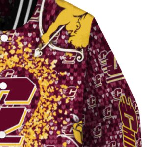personalized central michigan chippewas heart explosion maroon jacket premium grade