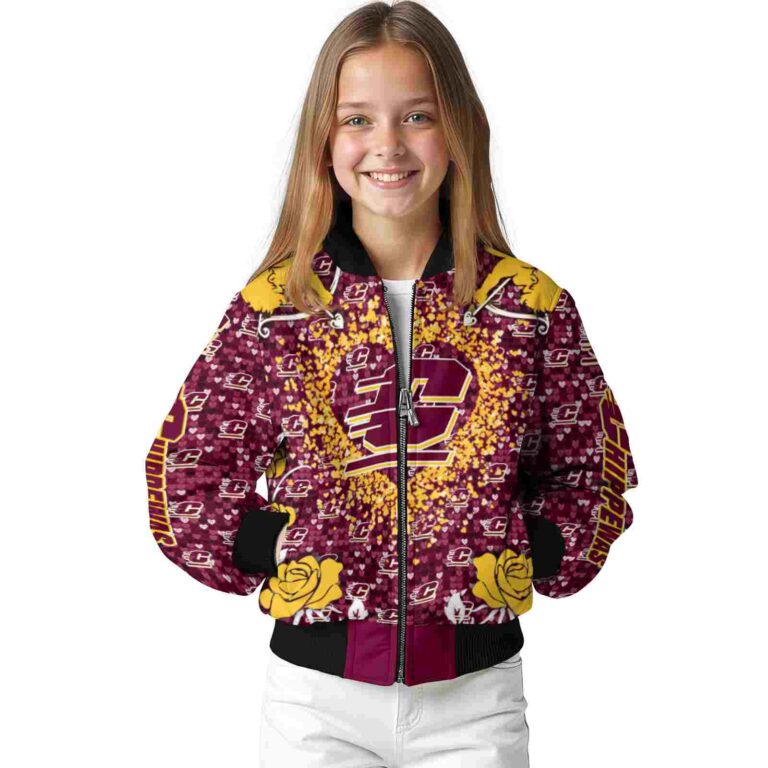 personalized central michigan chippewas heart explosion maroon jacket top rated