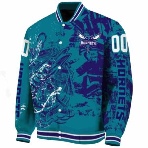 personalized charlotte hornets fishing art teal jacket best selling
