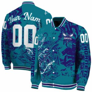 personalized charlotte hornets fishing art teal jacket fashion forward