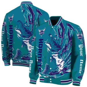 personalized charlotte hornets fishing passion teal white jacket fashion forward