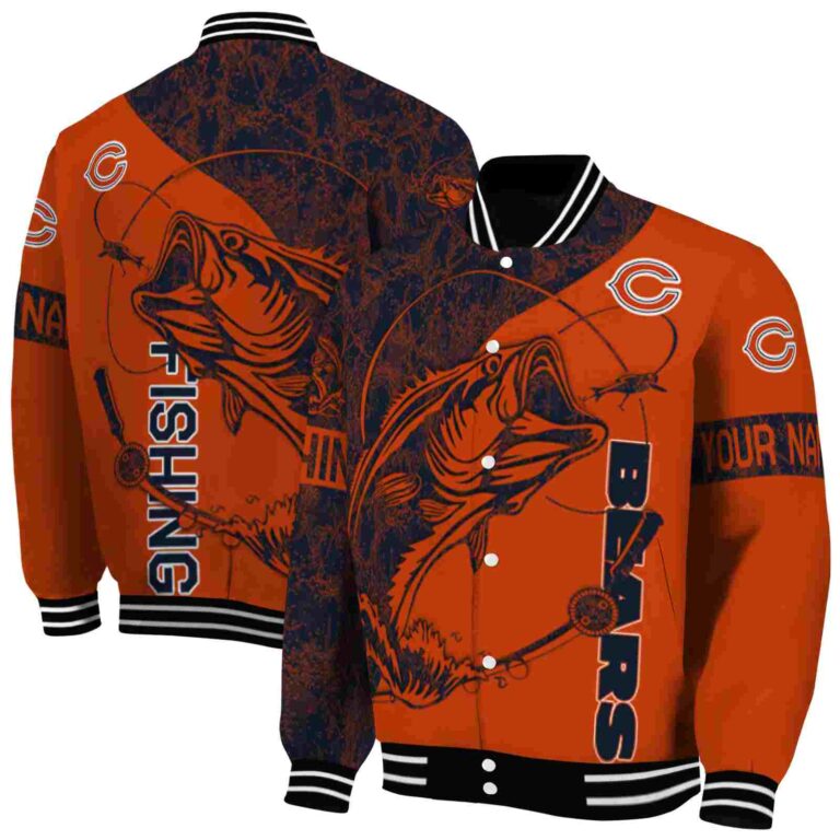 personalized chicago bears fishing rod orange jacket fashion forward