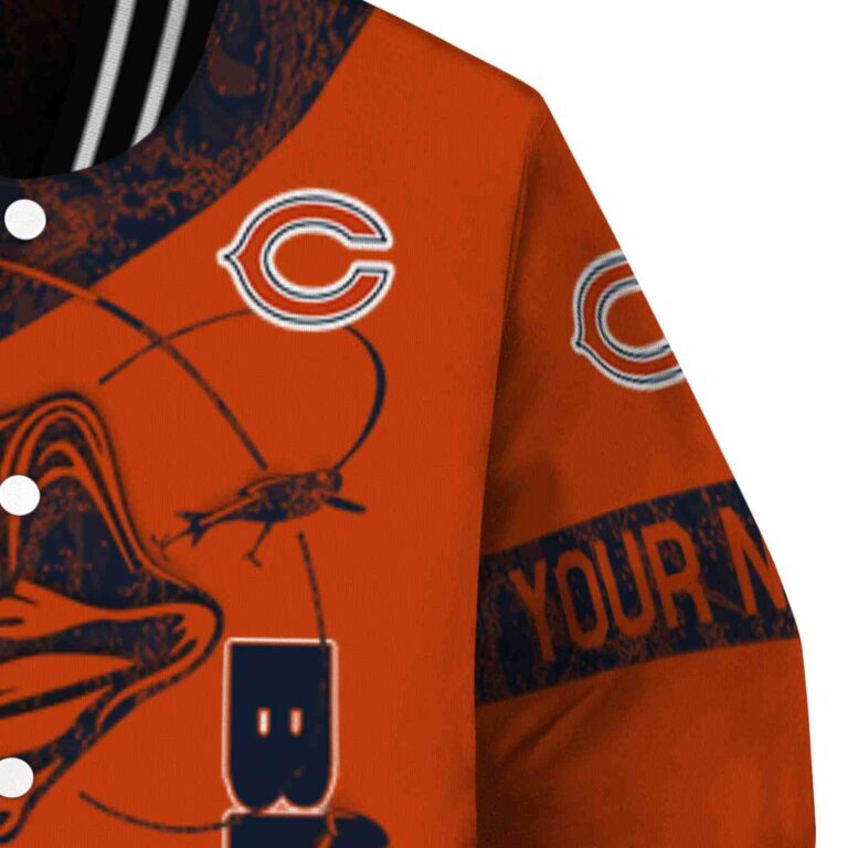 personalized chicago bears fishing rod orange jacket premium grade