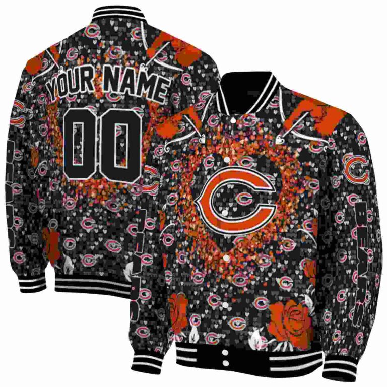 personalized chicago bears heart explosion blue jacket fashion forward