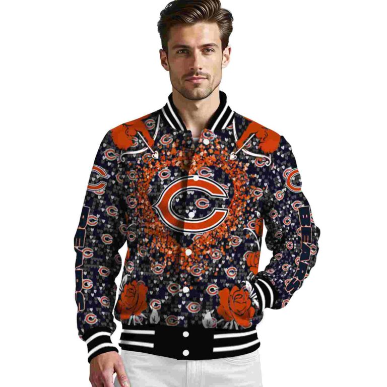 personalized chicago bears heart explosion blue jacket high quality
