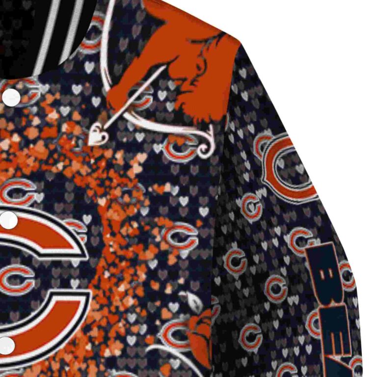 personalized chicago bears heart explosion blue jacket premium grade