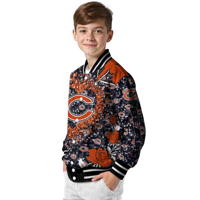 personalized chicago bears heart explosion blue jacket trendy