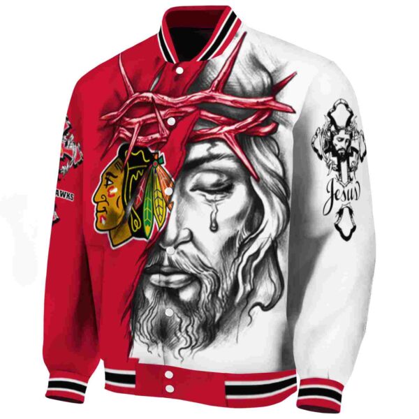 personalized chicago blackhawks jesus tears red white jacket best selling