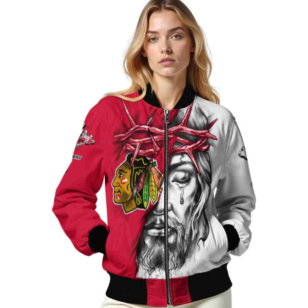 personalized chicago blackhawks jesus tears red white jacket latest model