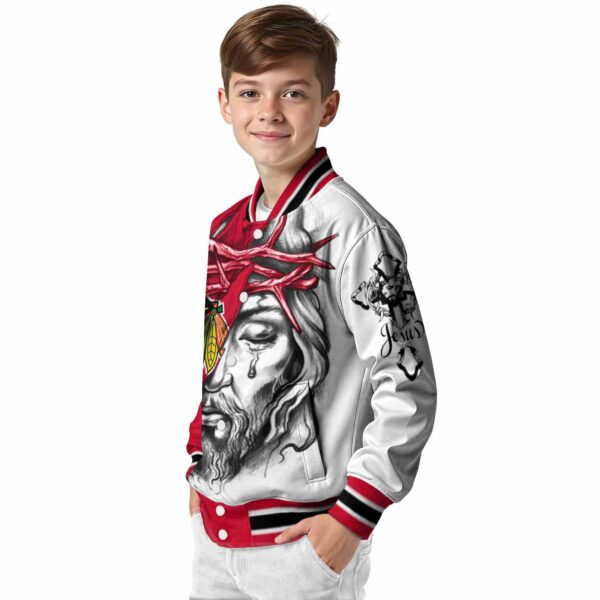 personalized chicago blackhawks jesus tears red white jacket trendy