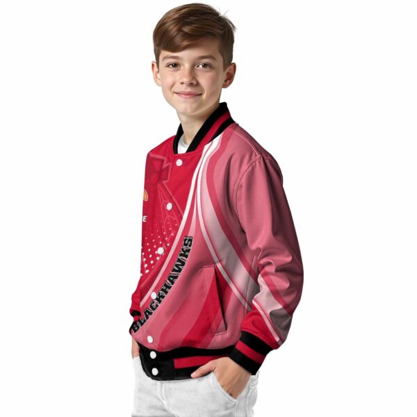 personalized chicago blackhawks wave patterns red jacket trendy