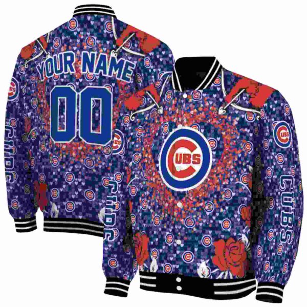 personalized chicago cubs heart explosion blue jacket fashion forward