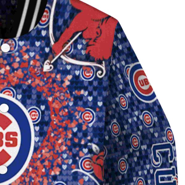 personalized chicago cubs heart explosion blue jacket premium grade