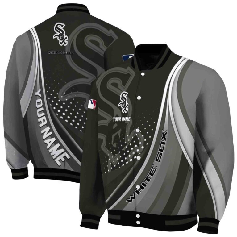 personalized chicago white sox wave patterns black jacket fashion forward