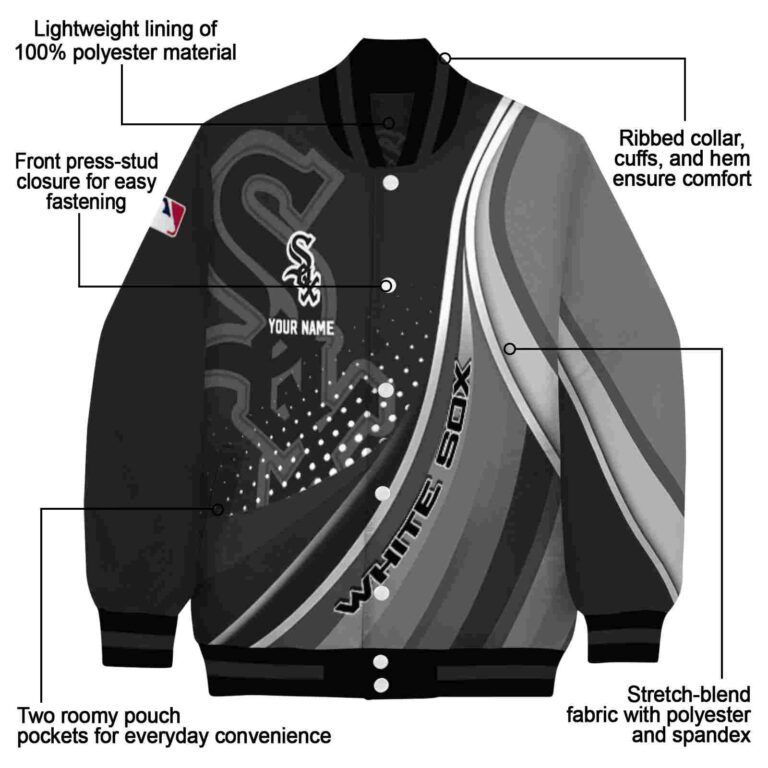 personalized chicago white sox wave patterns black jacket new arrival