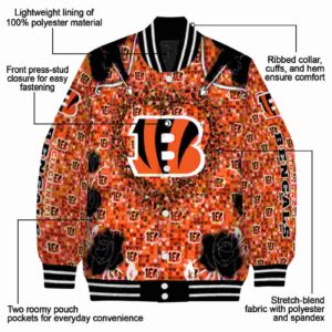 personalized cincinnati bengals heart explosion orange jacket new arrival