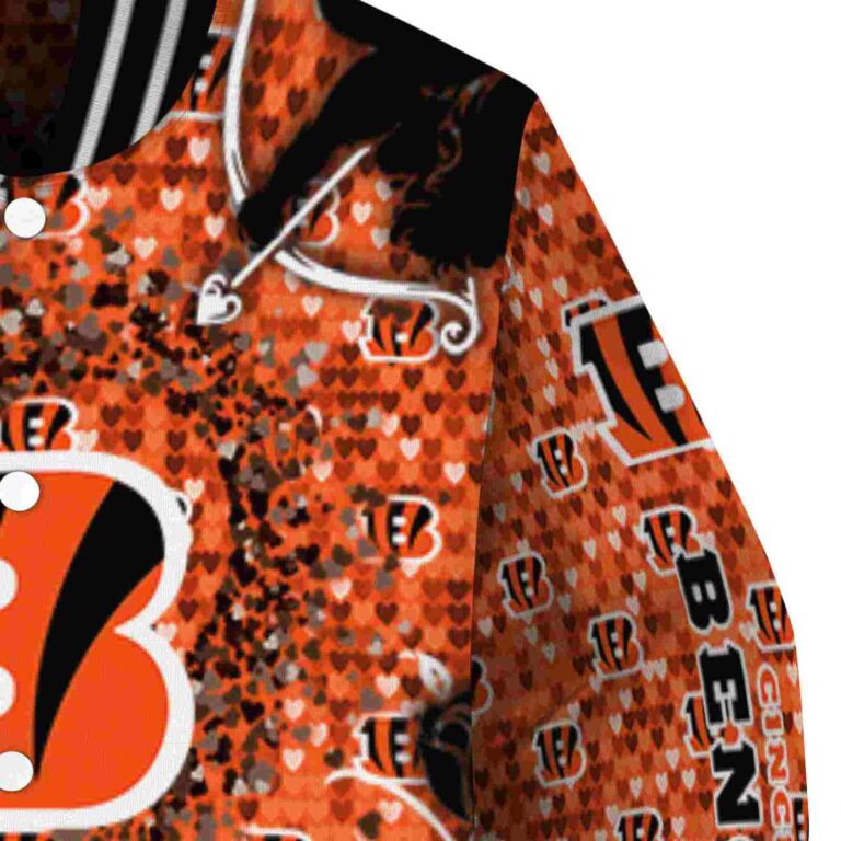 personalized cincinnati bengals heart explosion orange jacket premium grade