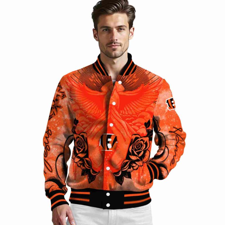 personalized cincinnati bengals praying hands orange jacket high quality