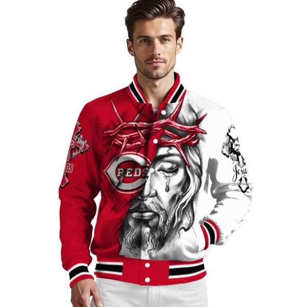 personalized cincinnati reds jesus tears red white jacket high quality