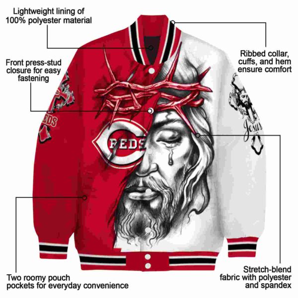 personalized cincinnati reds jesus tears red white jacket new arrival