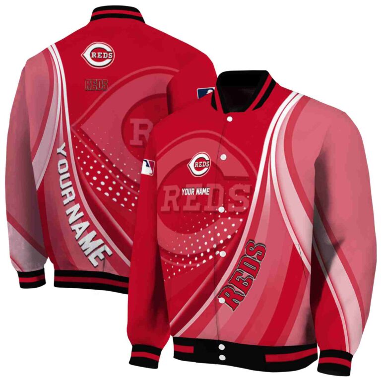personalized cincinnati reds wave patterns red jacket fashion forward