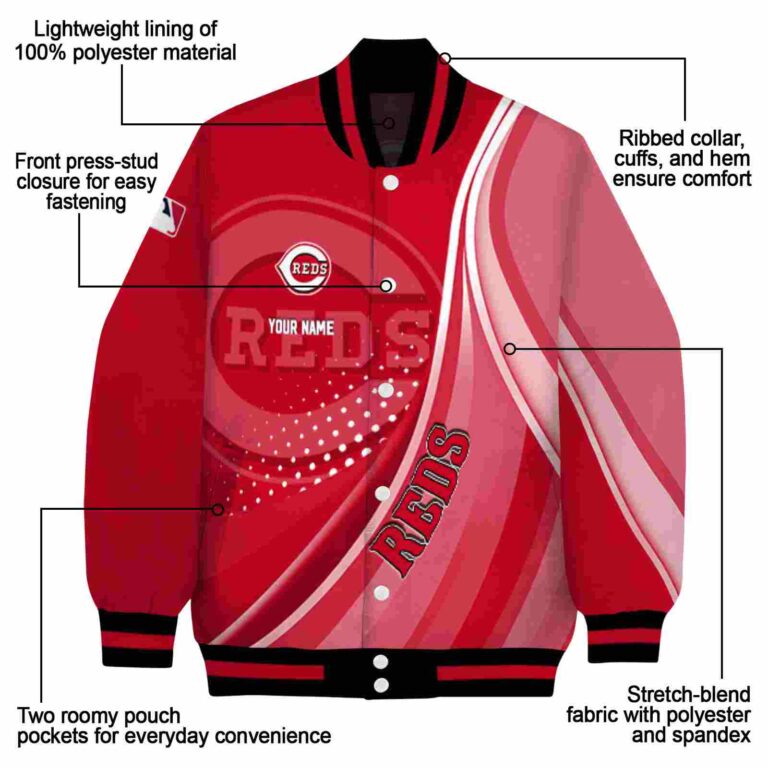 personalized cincinnati reds wave patterns red jacket new arrival