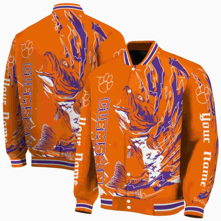 personalized clemson tigers fishing passion orange white jacket fashion forward
