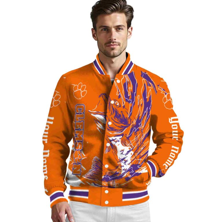 personalized clemson tigers fishing passion orange white jacket high quality