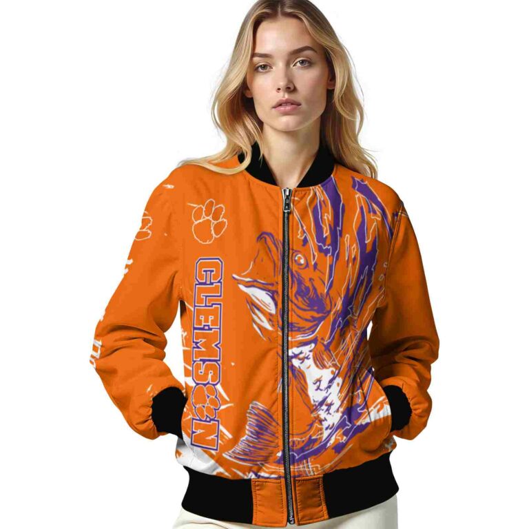 personalized clemson tigers fishing passion orange white jacket latest model