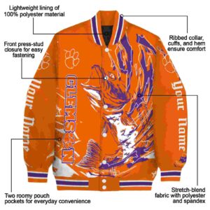 personalized clemson tigers fishing passion orange white jacket new arrival