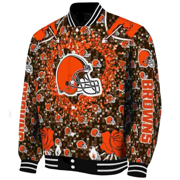 personalized cleveland browns heart explosion brown jacket best selling