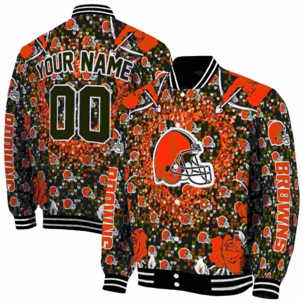 personalized cleveland browns heart explosion brown jacket fashion forward