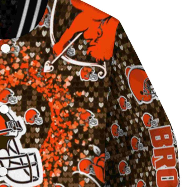 personalized cleveland browns heart explosion brown jacket premium grade