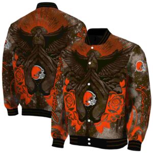 personalized cleveland browns praying hands brown jacket fashion forward