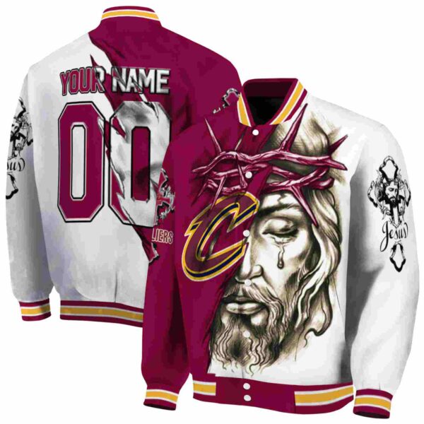 personalized cleveland cavaliers jesus tears wine white jacket fashion forward
