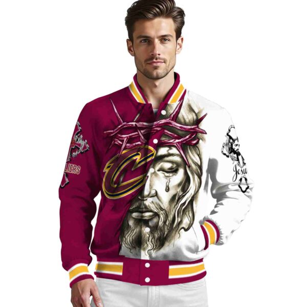personalized cleveland cavaliers jesus tears wine white jacket high quality