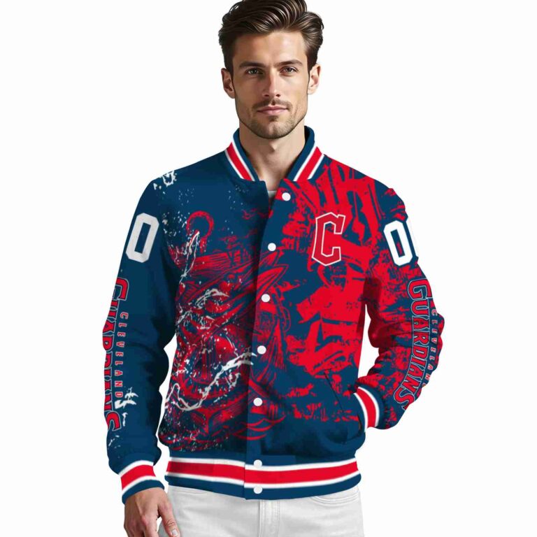 personalized cleveland guardians fishing art navy blue jacket high quality