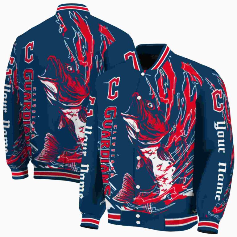 personalized cleveland guardians fishing passion navy blue white jacket fashion forward