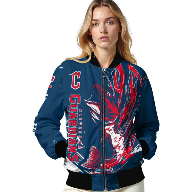 personalized cleveland guardians fishing passion navy blue white jacket latest model