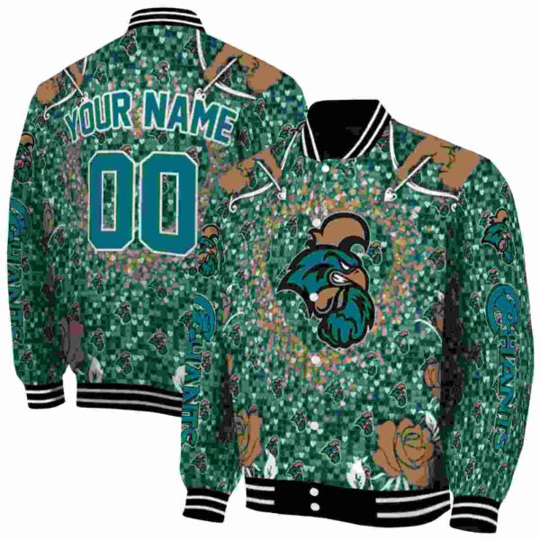 personalized coastal carolina chanticleers heart explosion green jacket fashion forward