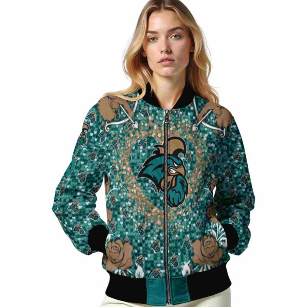 personalized coastal carolina chanticleers heart explosion green jacket latest model