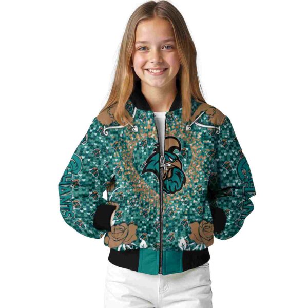 personalized coastal carolina chanticleers heart explosion green jacket top rated