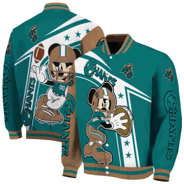 personalized coastal carolina chanticleers mickey football green white jacket fashion forward