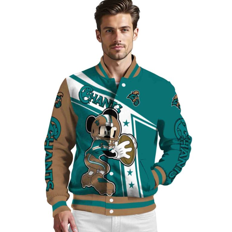 personalized coastal carolina chanticleers mickey football green white jacket high quality
