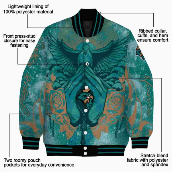 personalized coastal carolina chanticleers praying hands green jacket new arrival