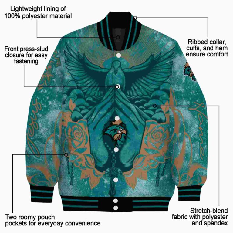 personalized coastal carolina chanticleers praying hands green jacket new arrival