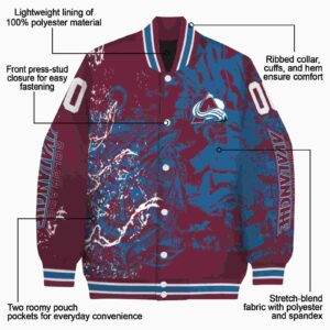 personalized colorado avalanche fishing art burgundy jacket new arrival