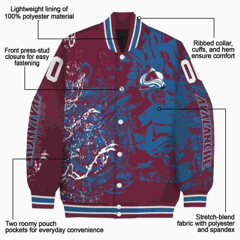 personalized colorado avalanche fishing art burgundy jacket new arrival