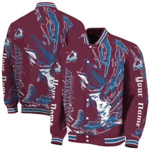 personalized colorado avalanche fishing passion burgundy white jacket fashion forward