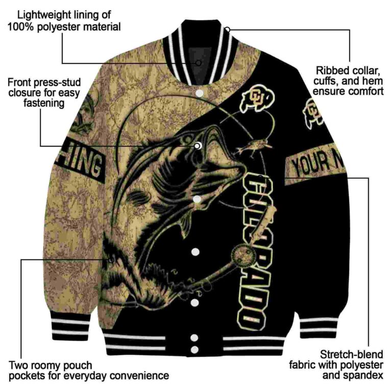 personalized colorado buffaloes fishing rod black jacket new arrival